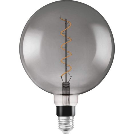 Lamps Vintage Edition 1906 Ampoule LED à Filament Spirale, Culot E27, Forme Globe 200mm Fumée, Dimmable, Blanc Chaud 1800K, 5W (1/5)