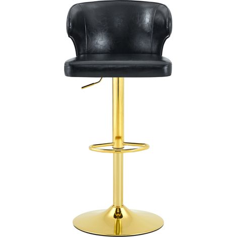 Lot de 2 tabourets de bar réglables avec dossier, pivotants à 360°, base large et repose-pieds, chaise de cuisine moderne (1/5)