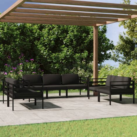 7-tlg. Garten-Lounge-Set mit Kissen Aluminium Anthrazit (1/5)