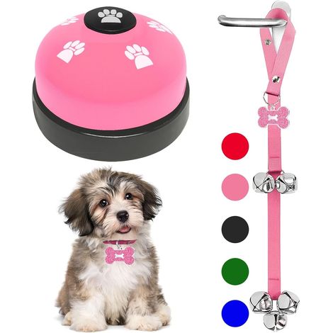 Lot de 2 sonnettes pour chien - Sonnettes pour chien - Sonnette extérieure pour chiots - Convient pour l'apprentissage de la propreté - Accessoire indispensable pour chiot (rose) (1/3)