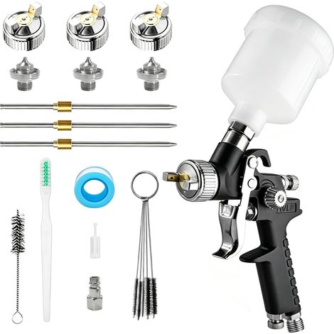 Mini pistolet à peinture HVLP 3 buses 0,5/0,8/1,0 mm (1/5)