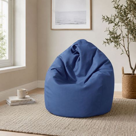 Dmora Pouf a sacco elegante, colore blu, Misure 80 x 120 x 80 cm, con imballo rinforzato (1/4)