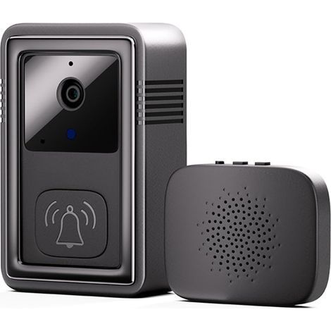 Videocitofono wireless intelligente con telecamera, videocitofono Wi-Fi intelligente nero (1/5)