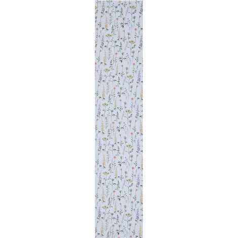 Chemin de Table 100 % Coton avec imprimé Floral de Prairie Panama pour décoration de Salle à Manger, fête, Banquet, Mariage et extérieur - Blanc - 220 cm x 44 cm (1/2)