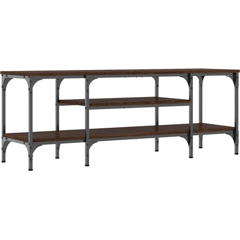 Mueble TV madera ingeniería y hierro marrón roble 121x35x45 cm vidaXL (1/5)