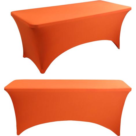 Nappe pour tables de 122 cm – convient à une utilisation intérieure et extérieure – orange – lot de deux pièces