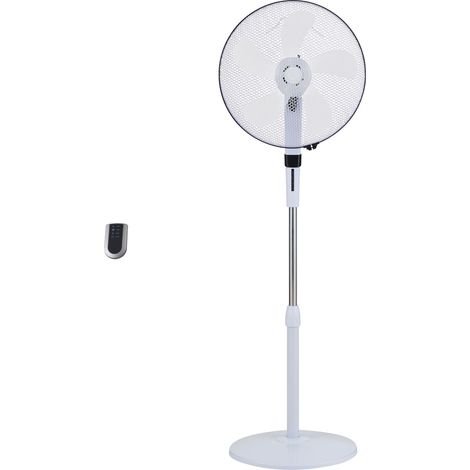 Fanelite - Ventilateur sur pied FANDECO1 - Blanc - Hélice 40 cm - 3 vitesses - Minuterie - Télécommande - Oscillant ou fixe - Silencieux