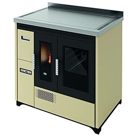 Eva Calor Enrica Stufa a Pellet con Forno e Piano Cottura Nero Goffrato