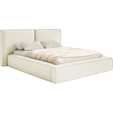 Selsey Tilves – Polsterbett 200x200 mit Bettkasten, Lattenrost, Chenille, creme