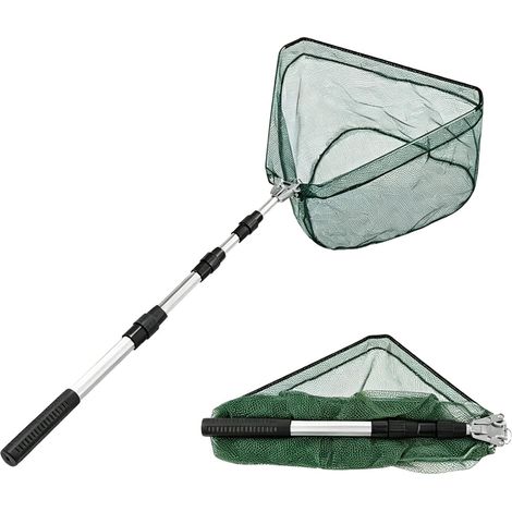 Épuisette de télescopique Extensible, Épuisette de Pliable 130 cm Accessoire de pêche pour étang, ruisseaux, Lacs, pêche en Bateau (1/5)