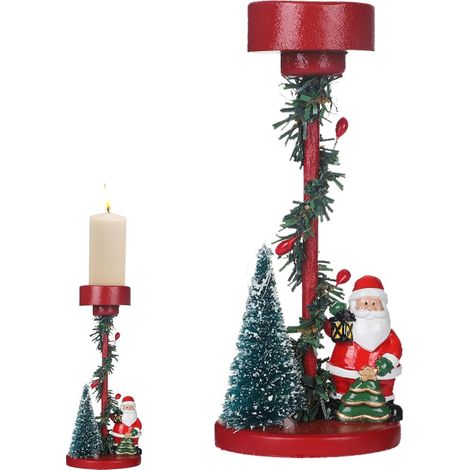 Decorazione per candeliere, portacandele - Decorazioni natalizie classiche, candelieri decorativi  Centrotavola natalizio stabile, decorazioni per la tavola, portacandele per la casa (Babbo Natale)