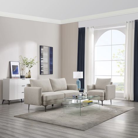 SOFIA MODERN SCANDI STYLE FABRIC LIVING ROOM 1+3 SEATER SOFA SET