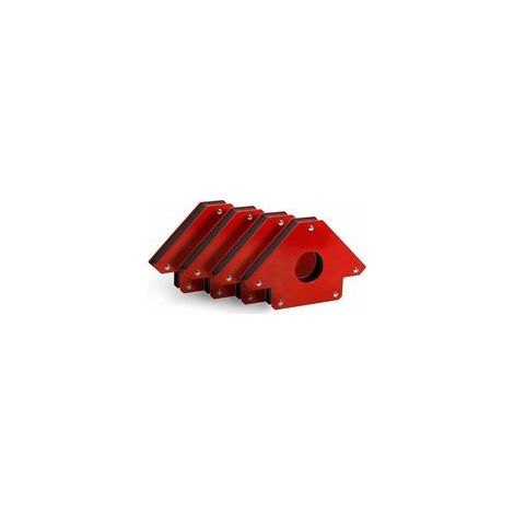 Positionneur de soudage magnétique (lot de 4, force de traction : 11 kg, angles magnétiques : 45°, 90° et 135°), équerre magnétique pour soudage, aimant de soudage rouge avec flèche. (1/5)