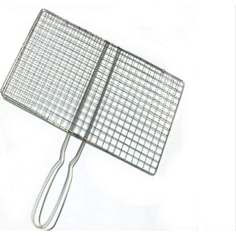 Fischförmiger Grillkorb, Grillrost, Fischzange mit Griff, Grillzubehör aus Edelstahl, Grillbesteck