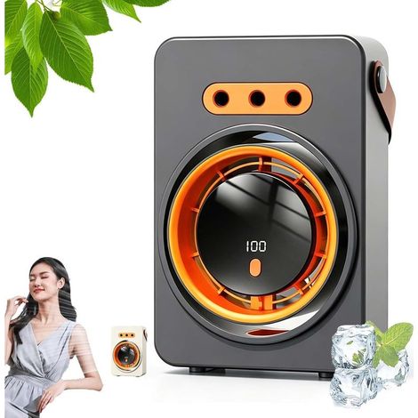 1800mAh Ventilateur Brumisateur Portable Ventilateur Climatiseur Silencieux avec 5 Vitesses,(Gris) Mini Ventilateur de Brouillard Rechargeable USB pour Bureau,Camping,Voyage & Chambre (1/5)