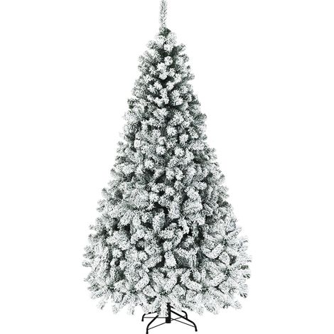 Albero di Natale 225cm in PVC 1010 rami Abete innevato illuminato con base metallica Bianco (1/4)