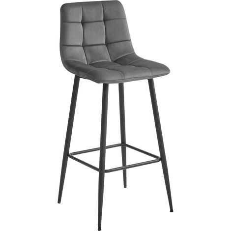 Sgabello bar Arceto in velluto grigio scuro con gambe nere (1/5)