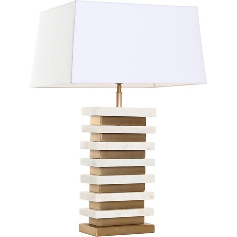 Lampe de table design dorée et marbre blanc élégance chic - doré et marbre blanc (1/5)