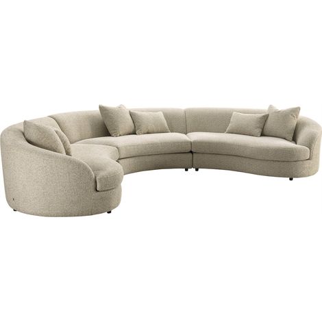 Canapé d'angle arrondi en tissu crème - crème texturé (1/5)