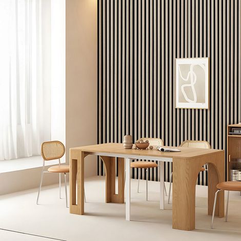 Wolketon 1x Halbrunde Tafel  – Eiche weiß – Filzstift schwarz – 60 x 120 x 2,1 cm