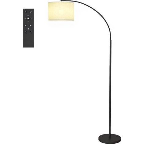 CHICFURN Lámpara de pie arco para salón con mando magnético, 11 niveles de brillo, luz regulable 2700K-6500K, 800 lm, negra y crema, 9W (1/5)