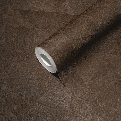 Papier peint intissé marron foncé triangles de style ethnique motifs géométriques idéal pour salon et salle à manger (1/5)