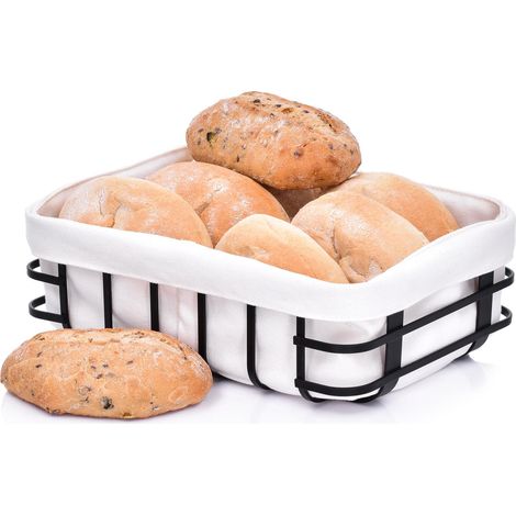 Brotkorb mit Futter, schwarz, rechteckig, 26 x 19 x 9 cm, Fint Duka (1/5)