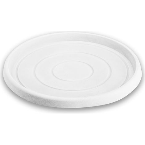 Untersetzer für runder Topf aus Harz, mit Dekoration, für Blumen und Pflanzen 'Made in Italy -Ø 27 für Topf Ø 40 cm / Weiß