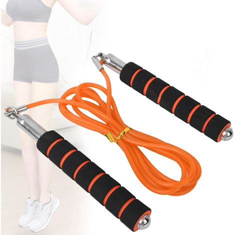 Corde à sauter ajustable pour entraînement cardio et vitesse - Fitness en salle - Couleurs orange et jaune (1/5)