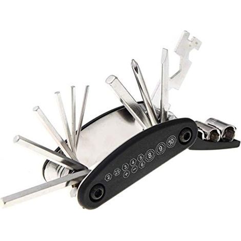 Kit di attrezzi multifunzione per riparazione bici da montagna 16 in 1, chiave a raggi esagonale, cacciavite per bicicletta in acciaio al carbonio (1/4)