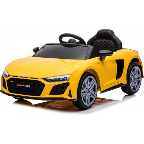 Macchina Elettrica per Bambini 12V Licenza Ufficiale Audi R8 New Spyder con Telecomando e Sedile in pelle Giallo (1/5)
