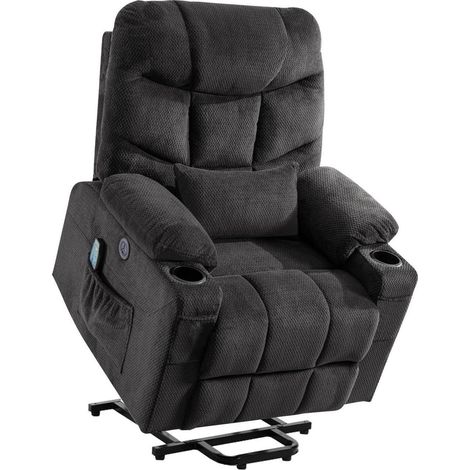 Fernsehsessel mit Aufstehhilfe, elektrisch, Massage & Heizung, USB, Grau (1/5)