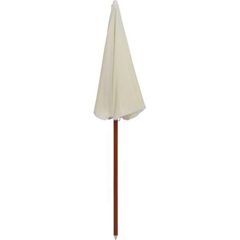 vidaXL Sombrilla con palo de acero blanco arena 180 cm (1/2)