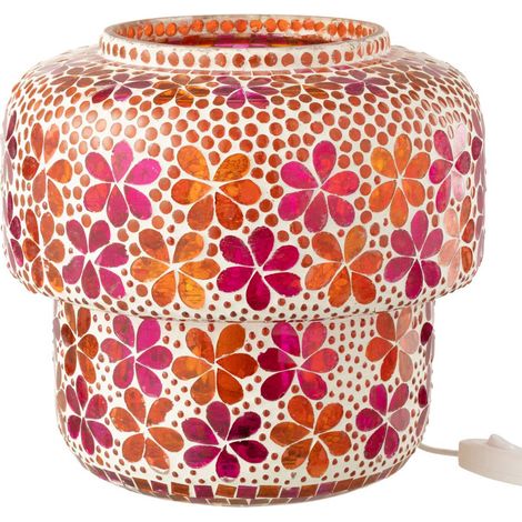 Lampe à Poser Mosaïque "Ruthie" 26cm Rose & Orange (1/3)