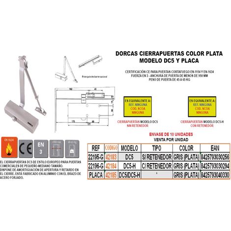 CIERRAPUERTAS DC5-60.  PLATA