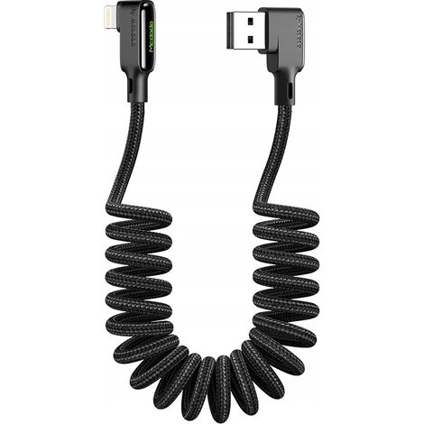 Cavo USB Lightning angolato Mcdodo con molla a spirale per iPhone 14 LED 2M (1/5)