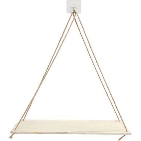 Support Pour Pot De Fleurs - Plateau Suspendu En Bois Et Corde De Jute - Décoration Murale Pour Salle De Bain Salon Chambre - 35 X 14 X 0,9 Cm - 1 Pièce (1/5)