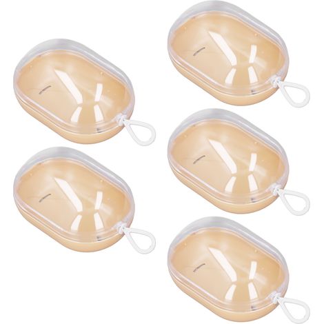 Étui de rangement pour 5 éponges à maquillage jaunes, avec élastique. (1/5)