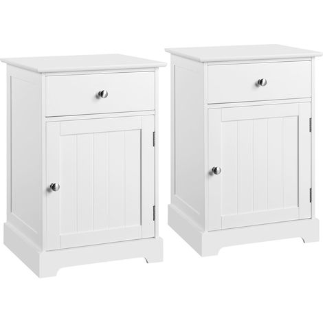 Homevive Juego de 2 mesitas de noche con cajón y estante ajustable, para dormitorio, salón, color blanco