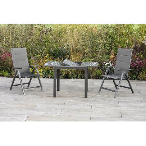 Taviano Set 3tlg 2 Sessel Balkonausz-tisch 80(120)x70cm