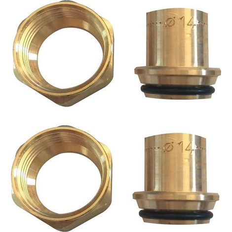 Raccordo codolo in bronzo 14 mm con dado e guarnizione teco (1/2)
