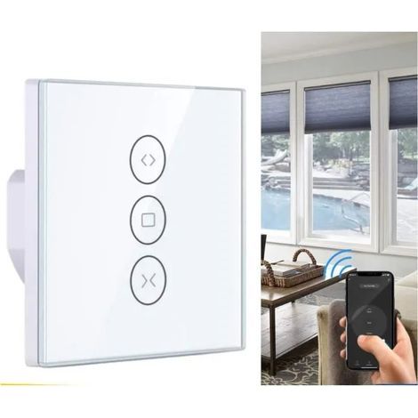 Interrupteur connecté Wi-Fi pour stores enrouleurs, interrupteur intelligent pour rideaux muraux compatible avec Alexa, Smart Life, Google Home et minuterie. (1/4)