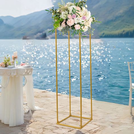Gold 1.8M Metal Flower Stand Plinth Pedestal Wedding Centerpieces Floral Display