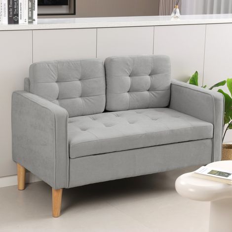 2-Sitzer-Sofa mit Stauraum, Samtbezug, Hellgrau, HAVRYA (1/5)