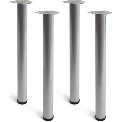 Pata cilíndrica de mesa, modelo 4406, de acero en color aluminio, ø60 x 710 mm, 4 uds