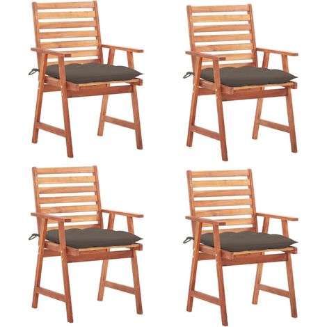 Sillas comedor de jardín y cojines 4 uds madera maciza acacia