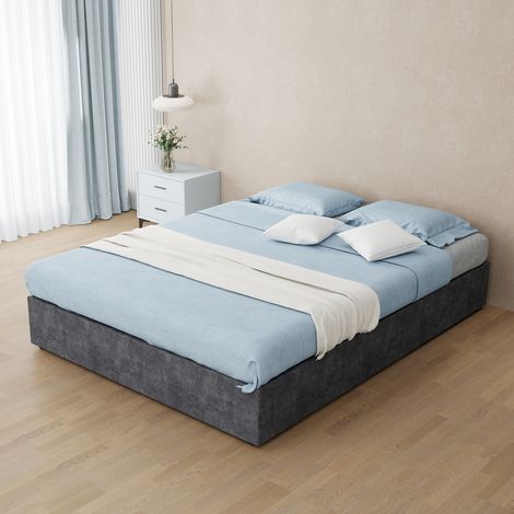 Bett Bettgestell Schlafplatz 140x200 Stoff Grau OKMYHOME (1/5)
