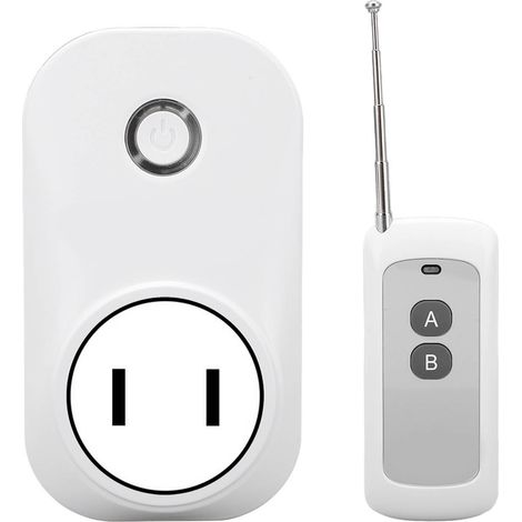 Prise connectée WiFi 2.4G, interrupteur sans fil 433MHz, commande vocale via application, minuterie et retard compatible Google Assistant, 90‑250V, prise américaine. (1/5)