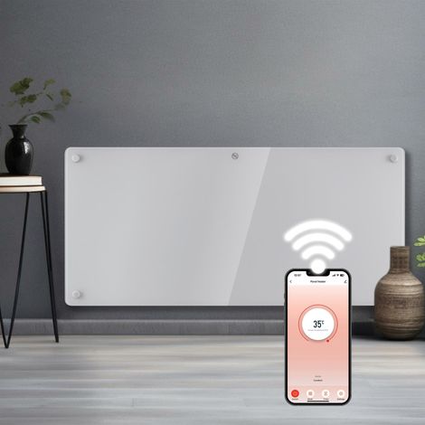 Futura 2000W White Glass Electric Panel Heater WiFi Wall Mounted (1/5)