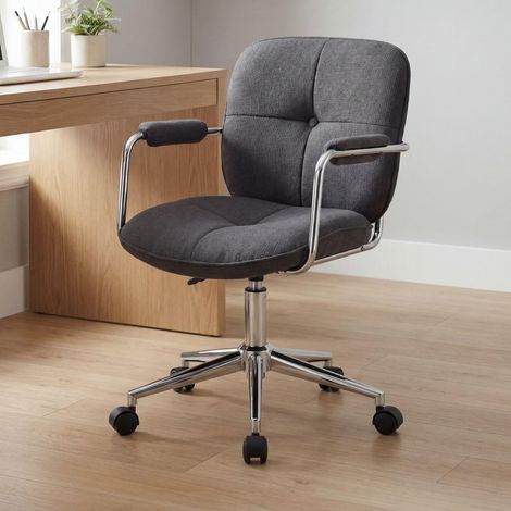 Wahson Office Chair Chenille, Swivel Computer Desk Chair with Armrests Height Adjustable for Home Office/Study Room, Gray (1/5)